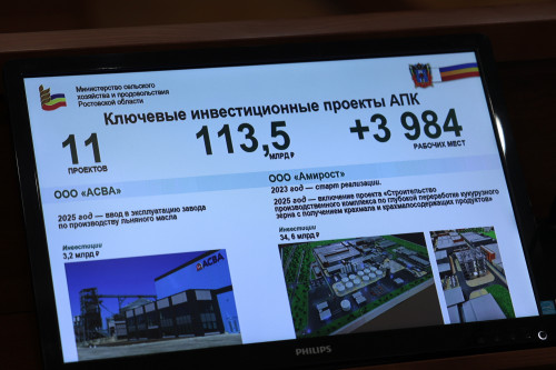 Перечень ключевых региональных инвестпроектов в Ростовской области пополнили два агропроекта на 23 млрд рублей