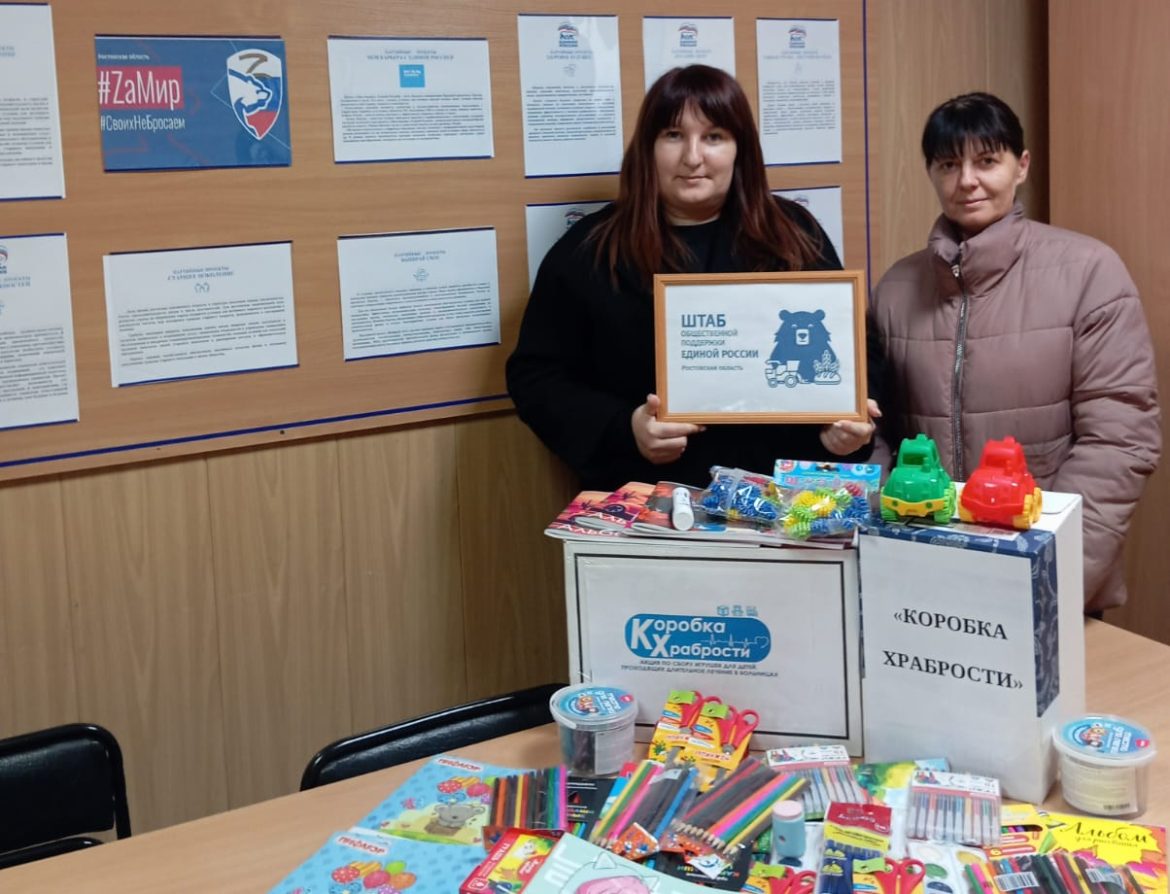 Активисты и сторонники партии собирают игрушки и канцтовары в рамках акции «Коробка храбрости»