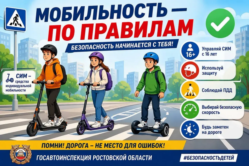 «Мобильность — по правилам»: на Дону усилят контроль за юными водителями СИМ